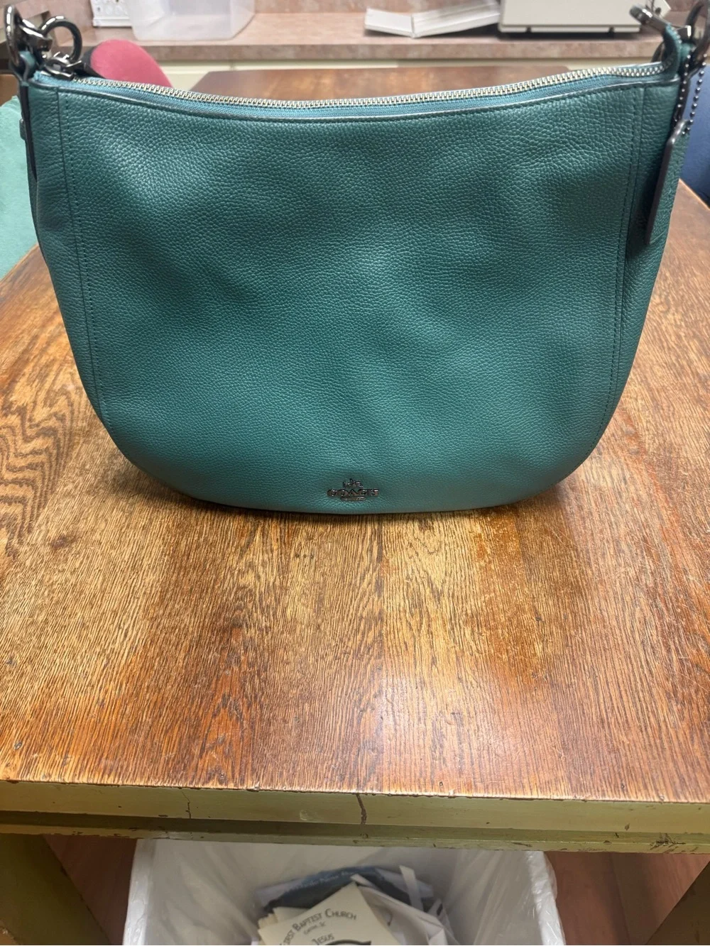 Coach Pebbled Leather Hobo Bag in Teal Green - Beautiful